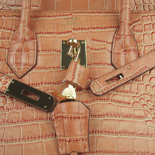 High Quality Fake Hermes Birkin 35CM Crocodile Veins Leather Bag Orange 6089 - Click Image to Close